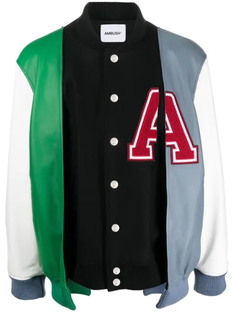 AMBUSH layered varsity jacket Black BMJA019F22LEA0011025