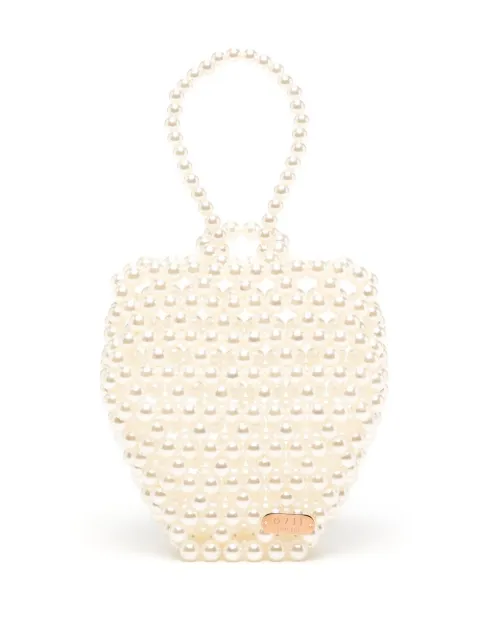 0711 Strawberry beaded tote bag White 0711RES2344