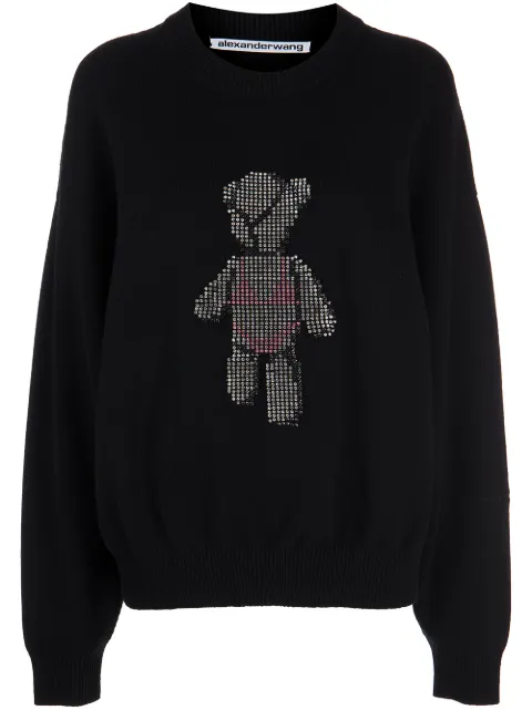 Alexander Wang Beiress crystal-embellished wool jumper Black 1KC1231053001