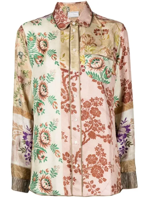 Pierre-Louis Mascia floral-print silk shirt Brown ALOESCML10642