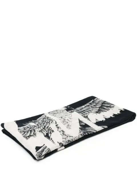 Yohji Yamamoto logo print towel Black HAL89065