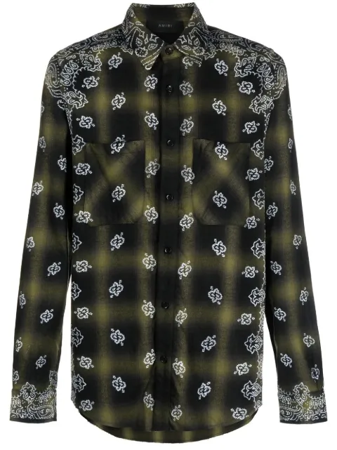 AMIRI bandana-print checked shirt Green pf22msl010