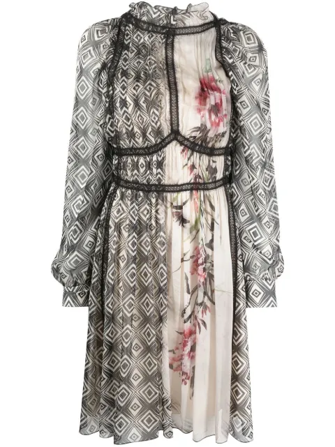 Alberta Ferretti geometric-print satin dress Black AEF222U04436637