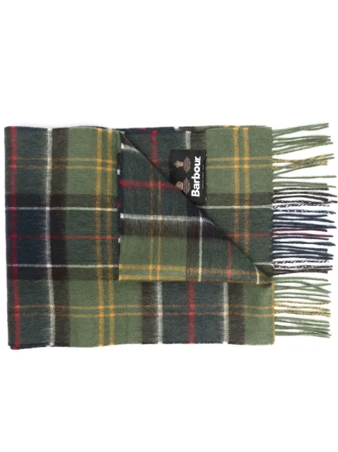 Barbour logo-patch check pattern scarf Green USC00021TN11