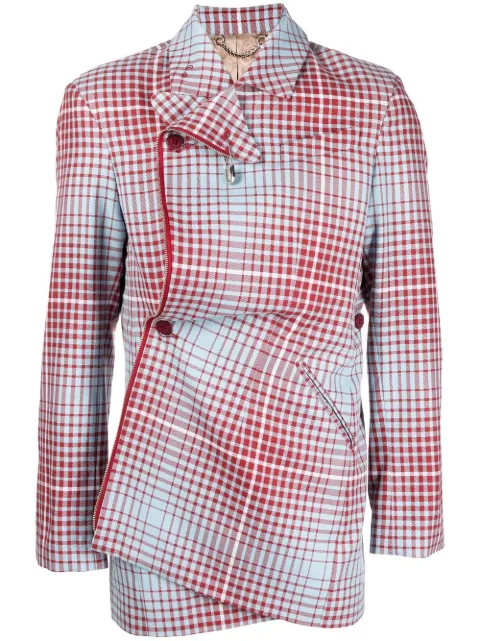 Charles Jeffrey Loverboy checked single-breasted jacket Blue CJLAW22APJ