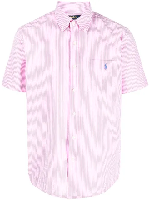 Polo Ralph Lauren logo-embroidered striped shirt Pink 710906574001