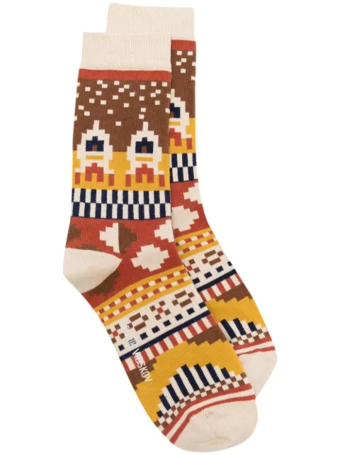 Henrik Vibskov geometric-pattern knitted socks Neutrals AW22S905