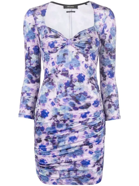 ISABEL MARANT floral-print ruched minidress Purple RO229522H024I
