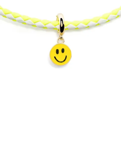 Lauren Rubinski 14kt yellow gold smiley face cord necklace White LRLTHCORDYELLOWW