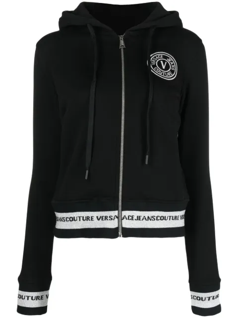Versace Jeans Couture logo-embroidered zip-up hoodie Black 73HAIT07CF00T