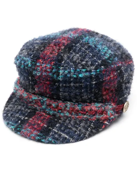 CHANEL Pre-Owned 2018 Basco tweed paperboy cap Blue ChanelBasco