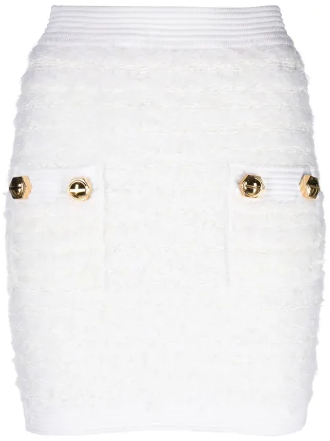 Balmain fitted tweed mini skirt White YF0LB015KC82