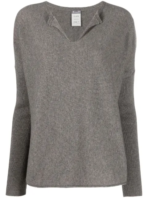 Kristensen Du Nord V-neck cashmere knitted top Grey C319