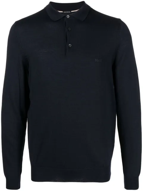BOSS virgin wool polo shirt Blue 50476357