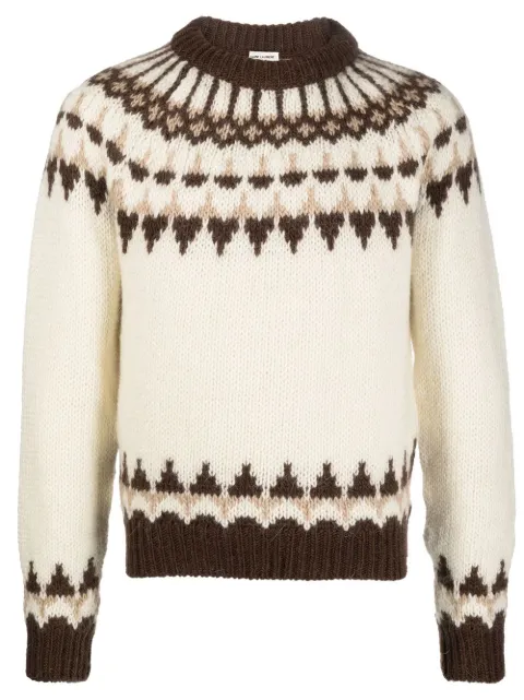 Saint Laurent fair isle-style knitted sweater Neutrals 705341Y75PL
