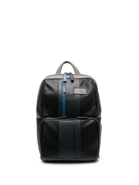 PIQUADRO leather embroidered-logo backpack Black CA3214UB00