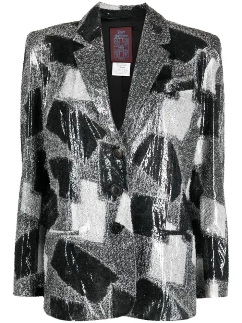 John Galliano Pre-Owned 1990s patchwork-pattern single-breasted jacket Black HOLAGAL109