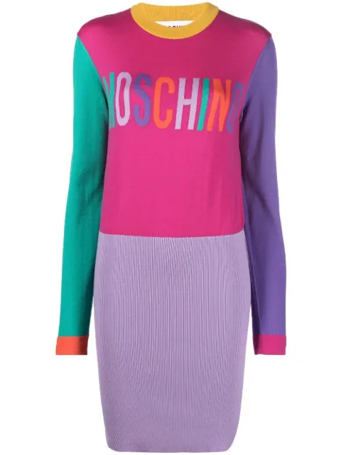 Moschino intarsia logo-knit sweater dress Pink J04975501