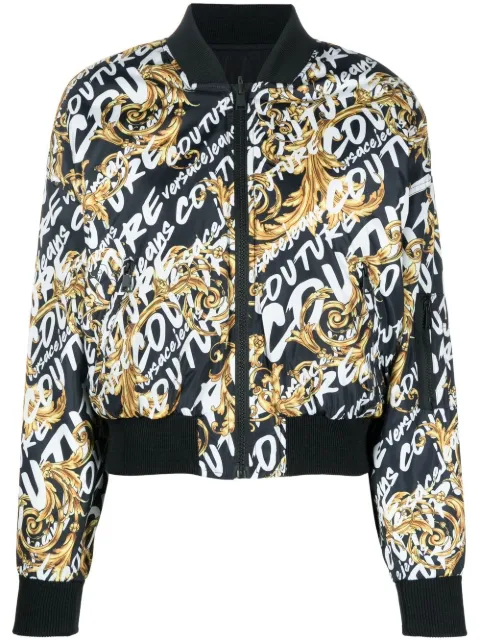 Versace Jeans Couture logo-print reversible bomber jacket Black 73HAT408CQS41