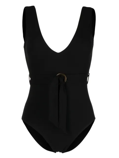 Duskii ribbed V-neck swimsuit Black DLO22073B