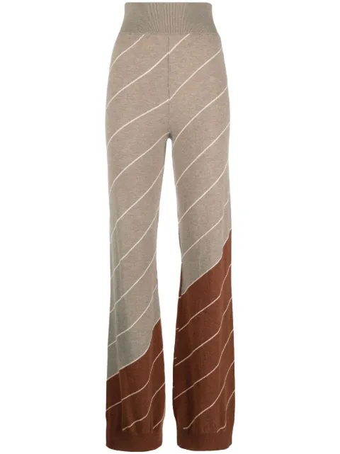 Stella McCartney diagonal-stripe wool flared trousers Neutrals 6K02463S2358