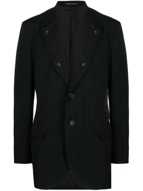 Yohji Yamamoto single-breasted fitted blazer Black HEJ371002