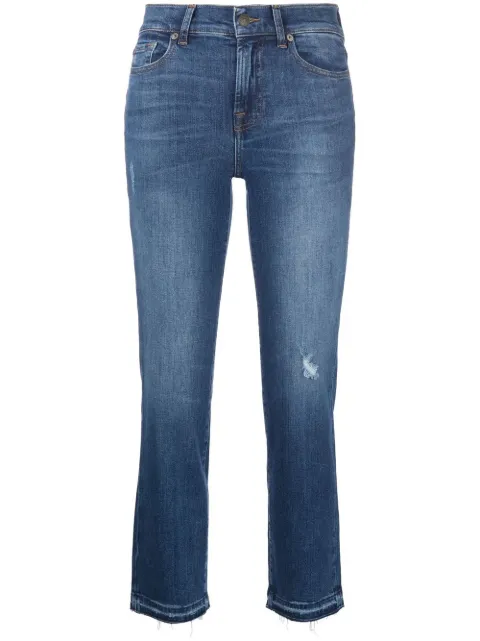 7 For All Mankind distressed mid-rise cropped jeans Blue JSYXC120OU