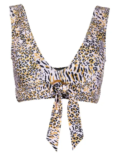 Duskii leopard-print V-neck bikini top Multicolour DLT22074L