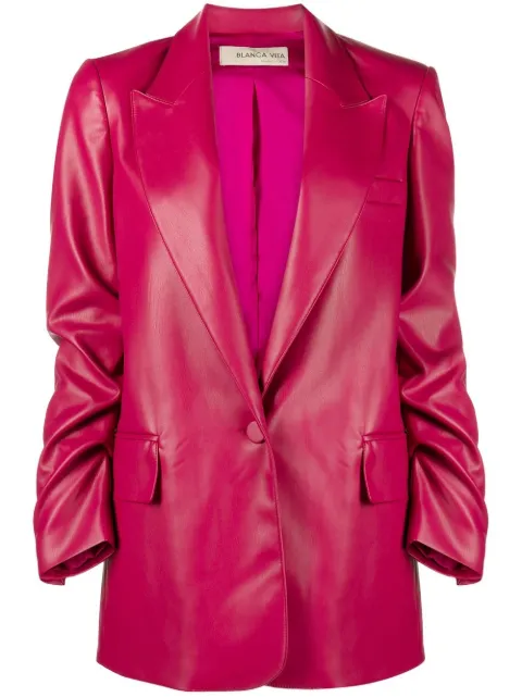 Blanca Vita faux-leather single-breasted blazer Pink GAZANIA4403