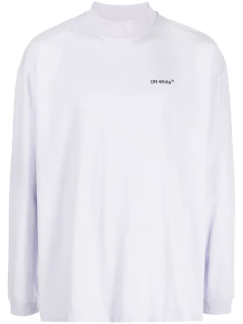 Off-White Arrows mock-neck cotton T-shirt Purple OMAB032F22JER0013610