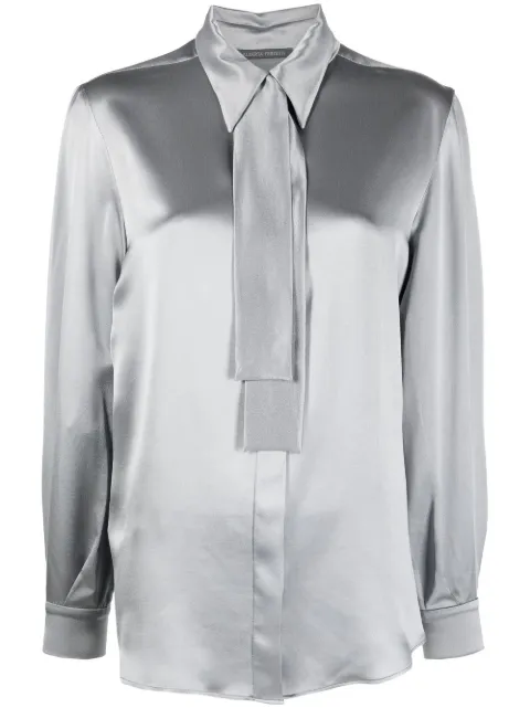 Alberta Ferretti scarf-detail silk shirt Grey A02215117