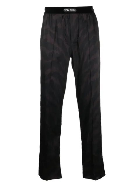 TOM FORD patterned logo-waistband pyjama trousers Black T4H20163