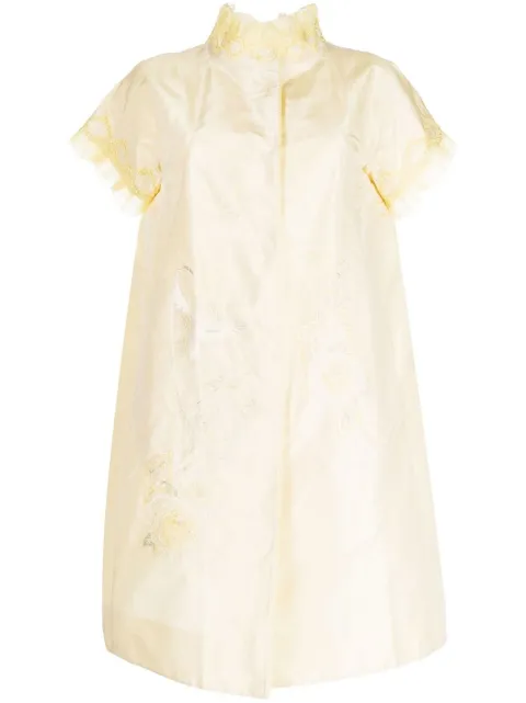 SHIATZY CHEN silk embroidered ruffle-trim coat Yellow 621867