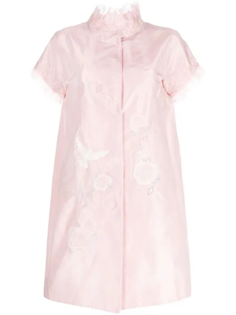 SHIATZY CHEN silk embroidered ruffle-trim coat Pink 621867