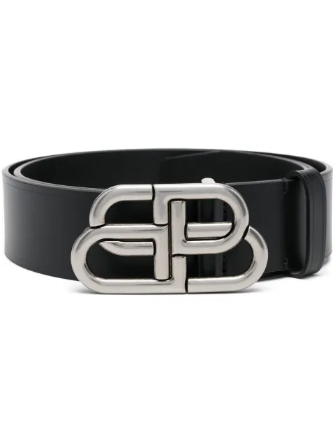 Balenciaga extra large BB leather belt Black 6741811CH0B