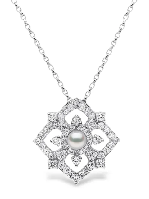 Yoko London 18kt white gold Petal pearl and diamond pendant Silver QYP23117X