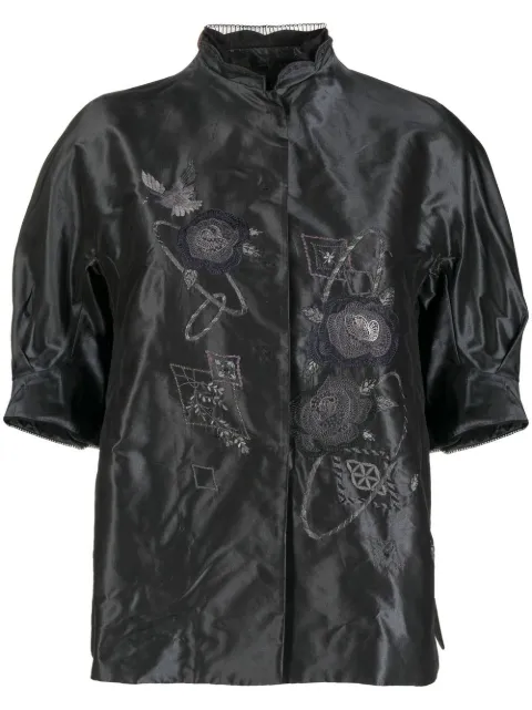 SHIATZY CHEN embroidered silk puff-sleeve jacket Black 621866