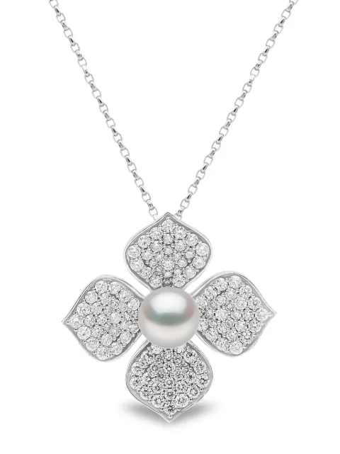 Yoko London 18kt white gold Petal pearl and diamond pendant Silver QYP23127X