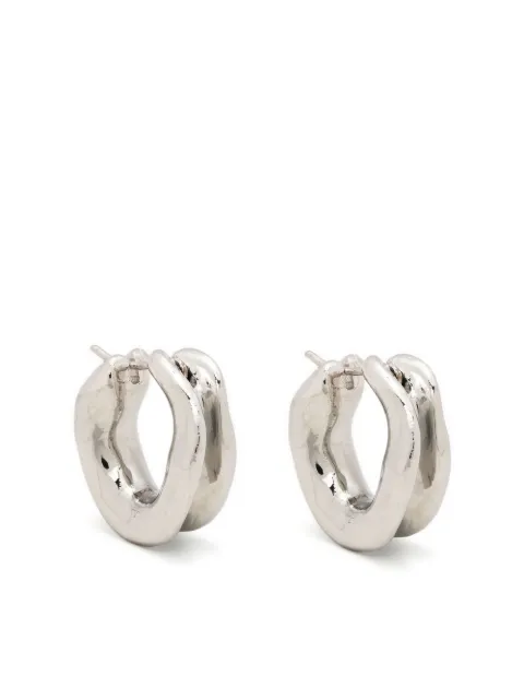Vann Jewelry asymmetric rounded hoop earrings Silver AW22ER002WG004
