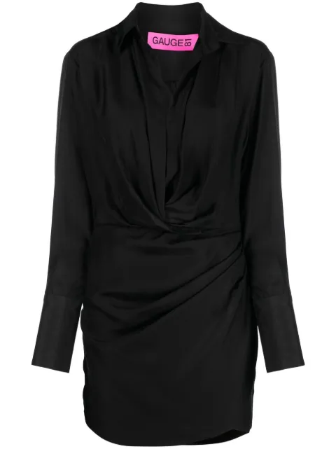 GAUGE81 silk open-neck shirt dress Black 422223