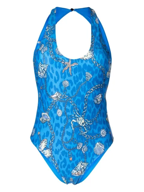 GANNI graphic print swimsuit Blue A4299