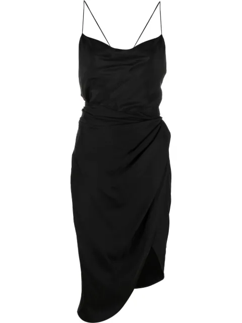 GAUGE81 Shiroi draped silk asymmetric dress Black 42226