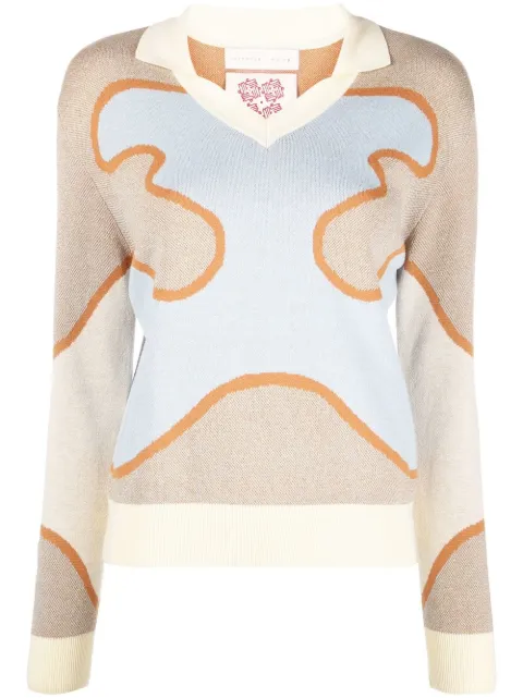 Lukhanyo Mdingi abstract-knit cotton jumper Blue LMBSS006