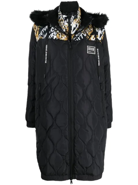 Versace Jeans Couture graphic-print quilted coat Black 73HAT411CQS41