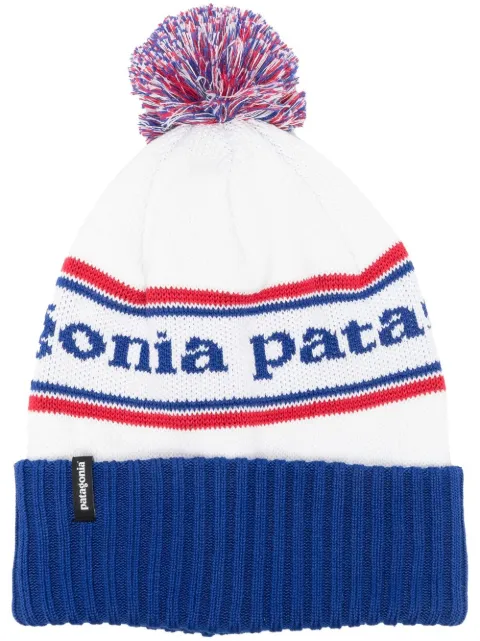 Patagonia logo-intarsia bobble beanie Blue 29187