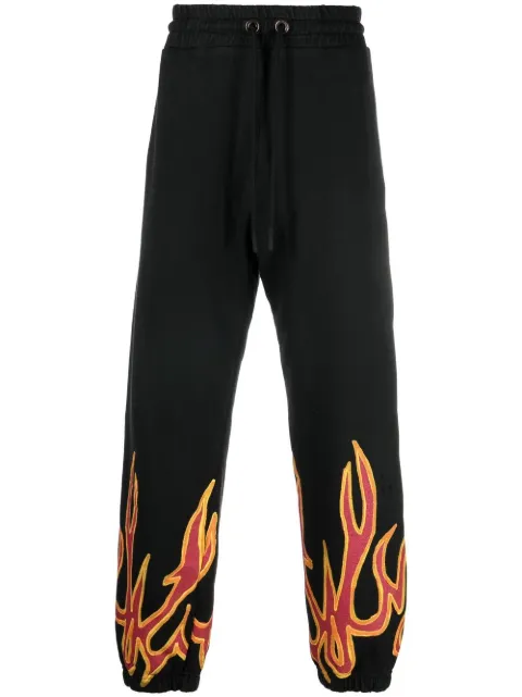 Palm Angels flame-detail track pants Black PMCH011F22FLE0021025