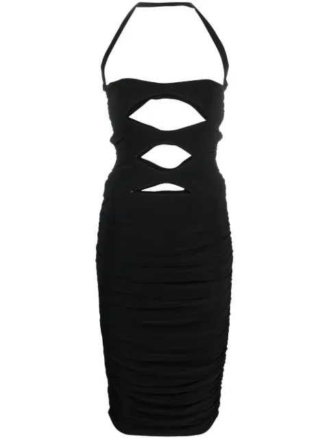 Norma Kamali cut-out detail halterneck dress Black KK3223PL768001