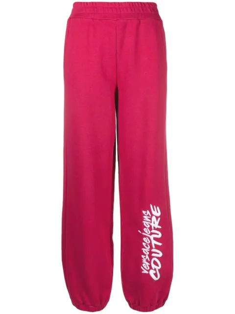 Versace Jeans Couture logo-print cotton track pants Pink 73HAAT15CF01T
