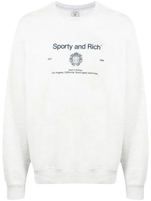 Sporty & Rich logo-print cotton sweatshirt Grey CR485HG