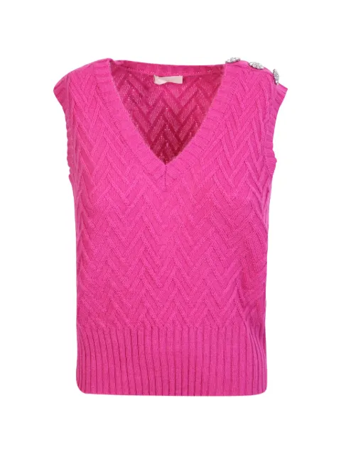 LIU JO chevron-knit V-neck vest Pink WF2462MA95M